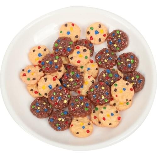 10Pcs Colorful Simulation Biscuits Resin Patch Kawaii Accessories Scrapbooking Cabochon Flatback Decoration Craft Embellishment