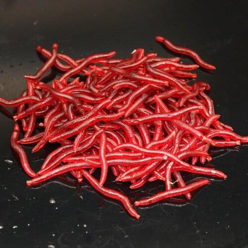 150pcs/box Soft Red Worms Lure Earthworm Fishing Baits 40mm Maggots Grubs Sea Fishing Artificial Wobbler Rubber Soft Bait Jigs