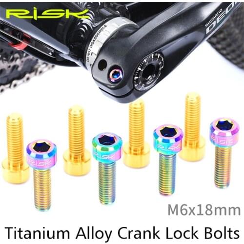 2pcs Risk TC4 Titanium M6x18mm MTB Bike Crank Fixing Bolts Mountian Road Bicycle Intergrated Lengthed Crankset Locking Screws