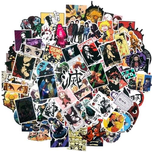 50-100Pcs Japanese Animation Demon Slayer Cartoon Sticker Refrigerator Scooter Suitcase Scrapbook Waterproof Graffiti Sticker