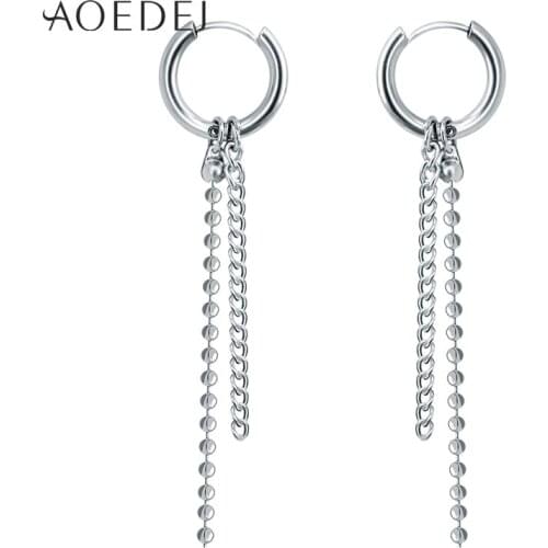 AOEDEJ Hip Hop Hoop Earrings Korean Earrings 2019 Tassels Earrings For Women Men Jewelry Accessories Male Earring Hoops