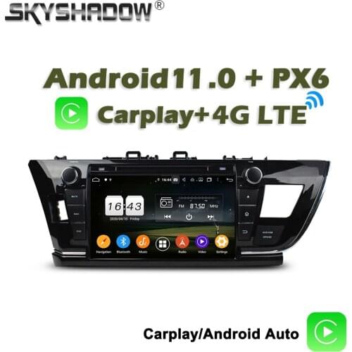 720P Wireless Carplay PX6 Car DVD Player 9" Android 10 4G+64GB Wifi Bluetooth RADIO GPS For Toyota COROLLA 2014 -2016 right left