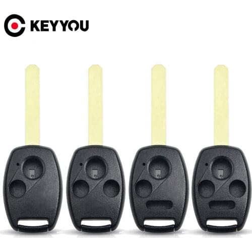 KEYYOU 20PCS 2/3/4 Buttons Car Key Case Shell Remote Fob Cover For Honda Accord Civic Insight Ridgeline 2003 2008 2009 With Logo