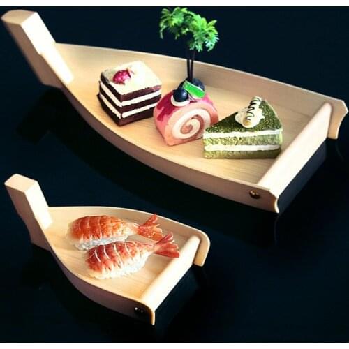 Wooden Mini Sushi Sashimi Boat Simple Wooden Boat Japanese Sushi Plate Creative Japanese and Korean Placing Cake Dessert Plate