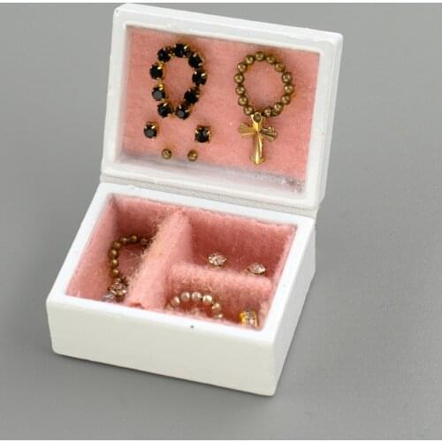 1/12 Doll House Miniature Wooden Jewelry Box Simulation Necklace Model Toy Mini Decoration Dollhouse Accessories