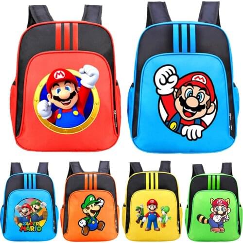 Super Mario Childrens backpack Cartoons in-game character Mario Brothers Series Backpack Student backpack Casual computer bag