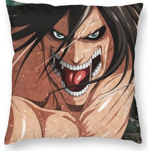 Eren Titan Square Pillow Case Home Decor Attack on Titan Anime Cushions Throw Pillow for Living Room Double-sided Printing