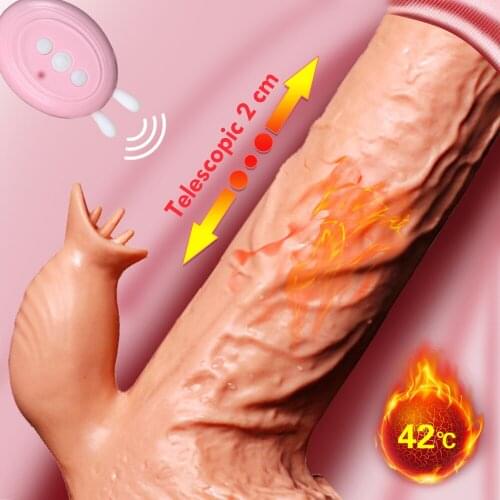 Huge Heating Dildo Vibrator Telescopic Simulation Penis Women G Spot Wireless Remote Dildo Vibrator Sex Toy For Women Masturbate