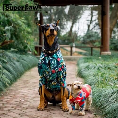 Hawaiian Flower Dog Shirt for Small Medium Large Dogs Puppy French Bulldog Pug Summer T-shirt Vest Pet Clothes Costume TLC19