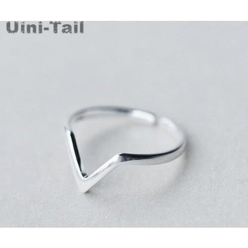 Hot 925 sterling silver fashion simple V word open silver ring Korean fashion flow high quality jewelry wholesale