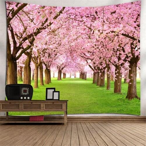 Cherry Blossoms Fantasy Tapestry Wall Decor Carpet Hippie Psychedelic Tapestry Aesthetic Japan Landscape Dorm Bedroom Decoration