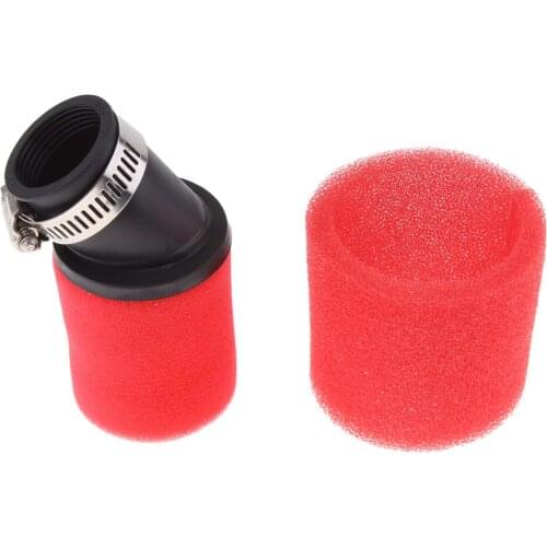 Red 32mm Bent Angled Foam High Flow Air Filter Pod Cleaner for GY6 50cc 110cc ATV Moped Scooter