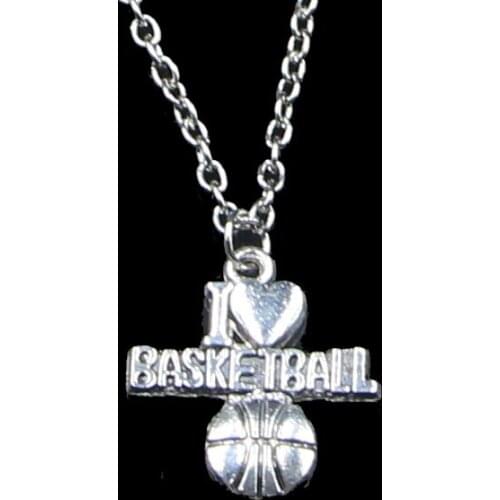 Fashion 21*20mm I Love Basketball Pendant Necklace Link Chain For Female Choker Necklace Creative Jewelry party Gift