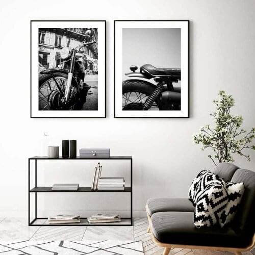 Motorcycle Poster Black White Canvas Painting Landscape Art Print Vintage Photography Wall Picture For Living Room Home Décor