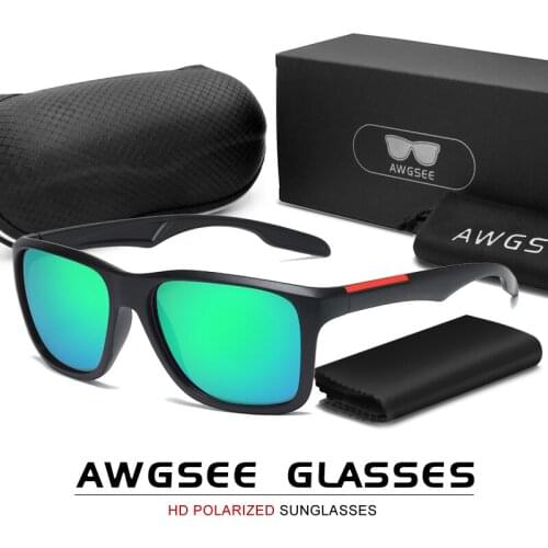 AWGSEE 2021 New Luxury Sunglasses Mens Mirror Driving Shades Male Rectangular Sports Sun Glasses UV400 Travel Fishing Gafas