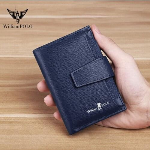 WILLIAMPOLO mens wallet new youth short leather handbag large capacity drivers license card wallet pl191419
