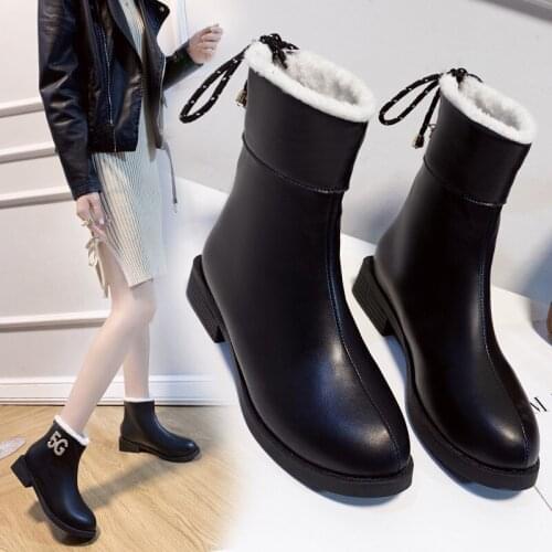 Fad New Black Martin Boots Vogue Platform Winter Boots Women Shoes Suede Leather Slip-on Ankle Boot Buckle Botas Mujer