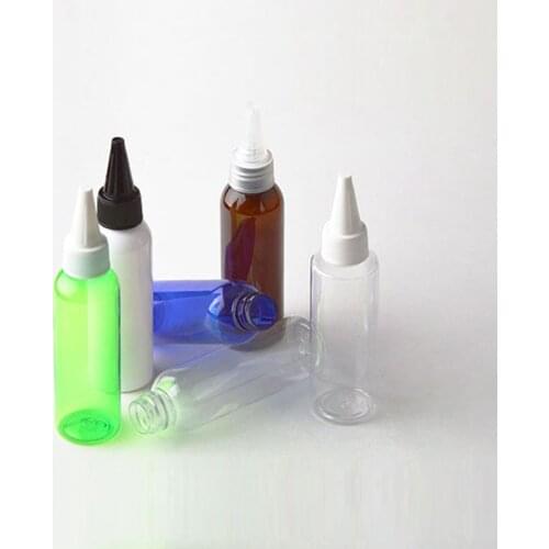 Wholesale 100pcs 60ml Transparent Pointed Mouth Top Cap Plastic Bottle Containers, DIY Painting Empty Plastic Bottles Jam Bottle