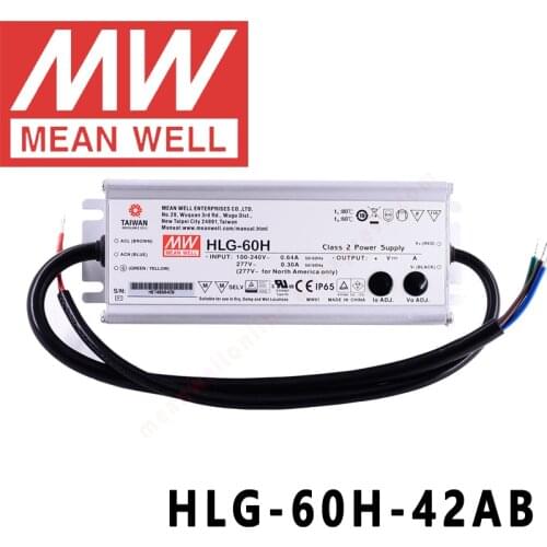 Original Mean Well HLG-60H-42AB for Street/high-bay/greenhouse/parking meanwell 60W Constant Voltage Constant Current LED Driver