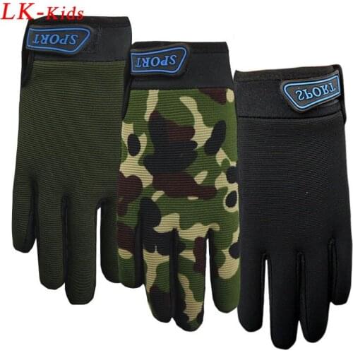 Full Finger Gloves 5-13 Years Old Kids Gloves Camouflage Army Green Sport Guante Children Boys Girls Anti-slip Cycling Mittens