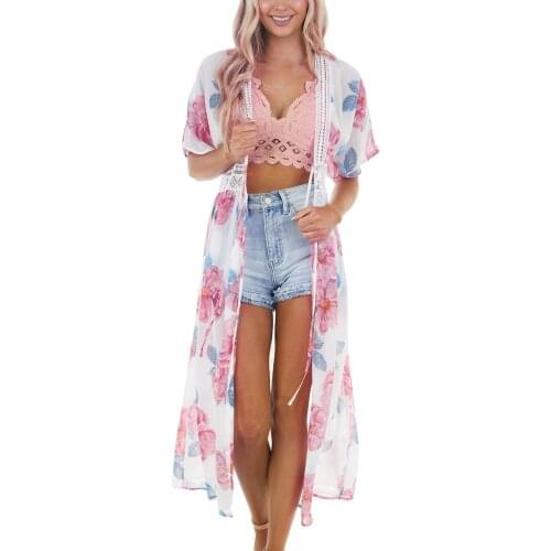 Bikini Beach Cover up Tunics Beach Long Bikini Sarong Swimsuit Cover-ups Cardigan Loose-Fitting Chiffon Blouse Dress bañador