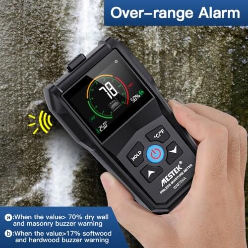 MESTEK Full Angle Inverted Non-destructive Inductive Wood Moisture Meter Household Environmental Temperature Humidity Detection