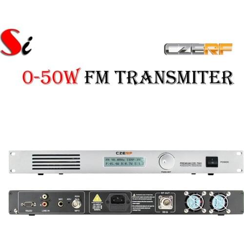 Professional CZE-T501 0-50W adjustable FM stereo transmitter broadcast radio station NJ connector