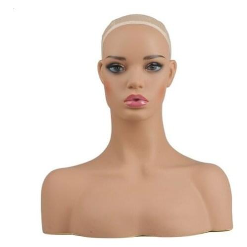 Luxury Realistic Female Fiberglass Mannequin Head Bust For Wigs/Jewelry/Glasses