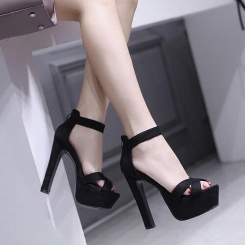 15cm Ultra High Heel Thick Heel Sandals Women 2020 New Fish Head Waterproof Platform 14CM Hate Sky High Catwalk Model Shoes