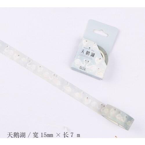 15mm Wide Swan Lake Fairy Tale Fantasy Decoration Washi Tape DIY Planner Scrapbook Diary Masking Tape Escolar