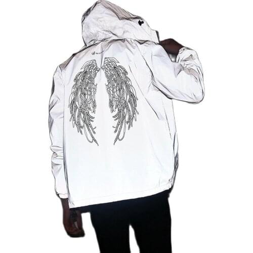 New Mens Spring Men /Women Fashion Windbreaker Reflective Jacket Casual Hip Hop Hooded Coat Streetwear Harajuku Jackets 5XL