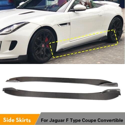 Carbon Fiber Door Protector Chin Kit Guard Side Skirts Aprons for Jaguar F Type Coupe Convertible 2-Door 2015-2017 2PCS/Set