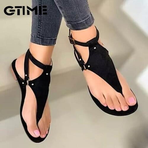 Women Sandals 2020 Summer Outdoor Beach Flip-flop Sandals Solid Fashion Gladiator Sandals Women Flats Casual Ladies #SJPAE-26