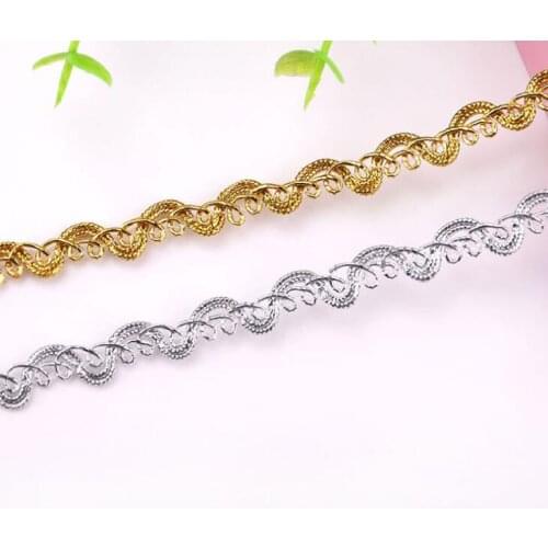 3 Meters Gold Silver Lace Trim Ribbon Curve Lace Fabric Sewing Braided Lace Wedding Craft DIY Clothes Accessories Home Decor