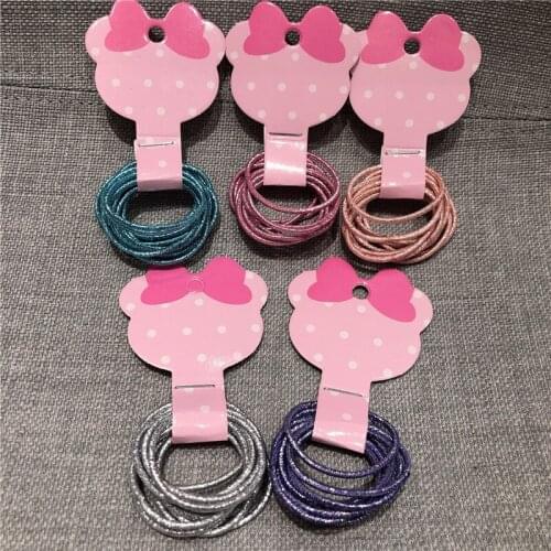 10pcs/lot Pink Solid Hair Band Multicolor Hair Rope Elastic Rubber Shiny Hair Ring For DIY Accessories Chaim Girl Headwear Gift