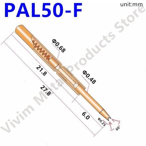 Spring Test Probe PAL50-F Household Easy and Durable Brass Spring Test Probe 100 / PCS Spring Test Needle Casing Length 27.8mm