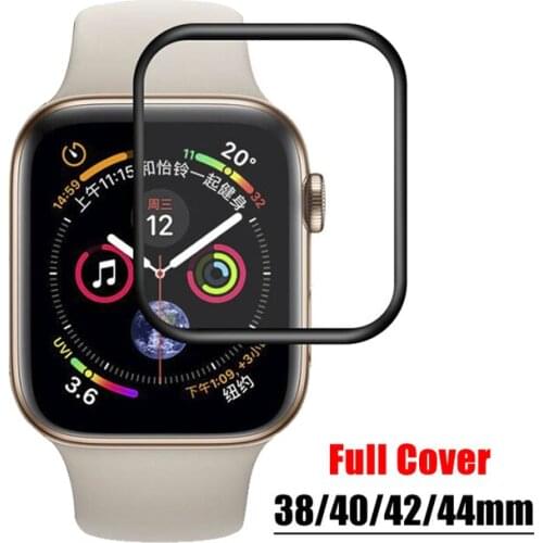 3D Tempered Glass For Apple Watch 44/40/42/38mm Series 4/3/2/1 Full Cover Curved Black Edge Screen Protector Film For iWatch