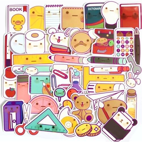 41Pcs Cartoon lovely stationery scrapbooking set Stickers Kids Toy Sticker For DIY Luggage Laptop Skateboard Car Decor Funny