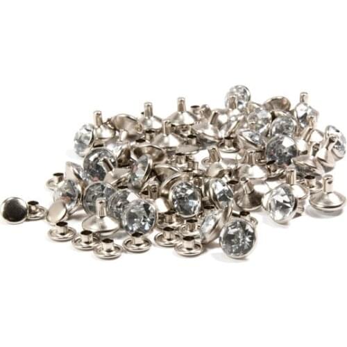 6mm clear Glass Round Rhinestone (in gold frame) Rivet Stud for more chic bag