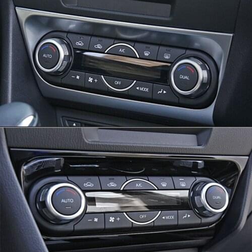 ACCESSORIES FIT FOR MAZDA 3 AXELA 2014 2015 2016 CHROME AC CONTROL SWITCH PANEL BUTTON COVER BEZEL AIR VENT FRAME KNOB GRANISH