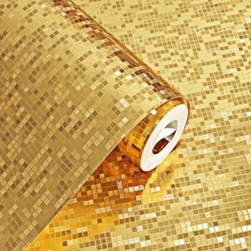 Glitter Mirror Effect Mini mosaic Sparkle Light Reflect Gold Foil Wallpaper Silver Foil Wall Paper