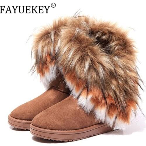 2020 Winter New Fashion Women Boots Snow Boots Ladies Cotton fox fur Boots Comfortable Warm fluffy Women Boot