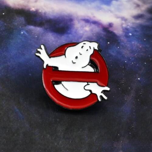 Ghostbusters Movies Sign Brooches Round Red Entrance Prohibited Funny Badges Hats Bags Enamel Pins Fantasy Movies Fans Gifts