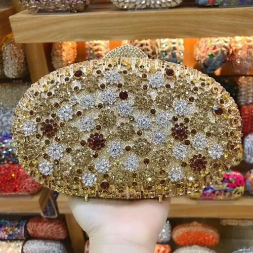 Fuchsia Hollow Out Floral Rhinestones Evening Party Clutch wallet Bridal Purse Wedding Crystal Women Clutches Handbags messenger