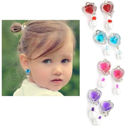 1 Pair Kids Ear Clip No Piercing Earrings Imitation Pearl Earrings Jewelry Cute Children Crystal Jewelry Baby Girl Earrings