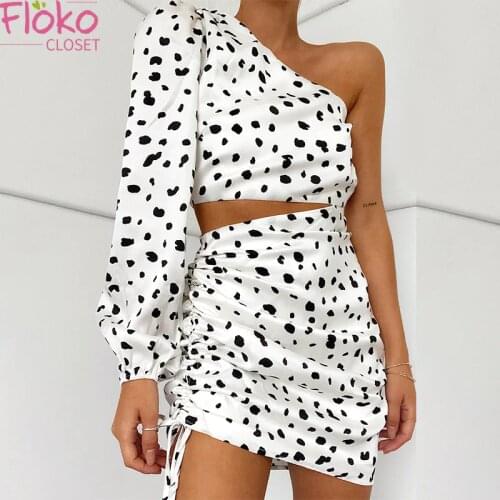 Flokocloset Polka Dot Mini Bodycon Summer Dress Women Club Hollow Out Ruched Backless Party Sexy Dresses
