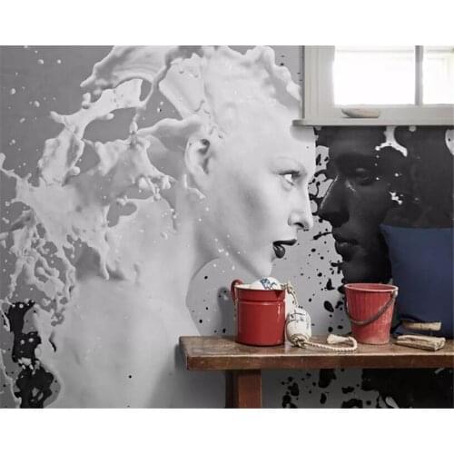 Beibehang wallpaper 3d on the wall European creative inkjet black and white couples view photo wallpaper wall 3d wallpaper mural