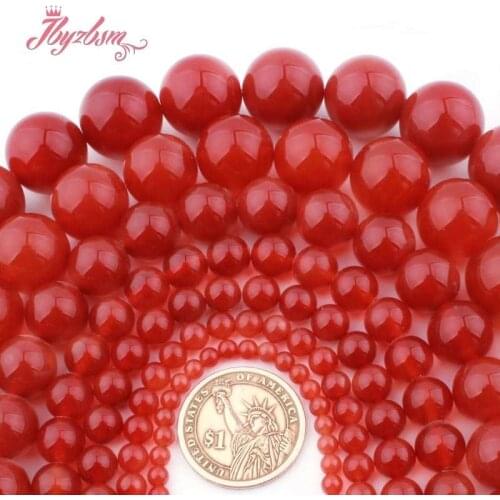 Smooth Round Orange Red Agates Beads Natural Stone Beads for Women DIY Necklace Bracelet Earrings Rings Jewelry Making 15"