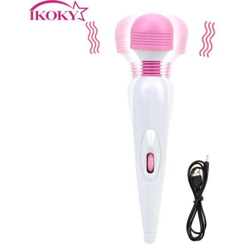 IKOKY Powerful Magic Wand AV Vibrators Clitoris Stimulator G-spot Massager USB Charging Adjustable Speed Sex Toys for Women