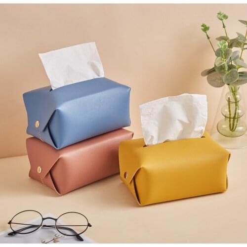PU Leather Paper Towel Container Facial Napkin Bag Holder Home Desktop Organizer Car Tissue Holder Napkin Holder Wipes Box